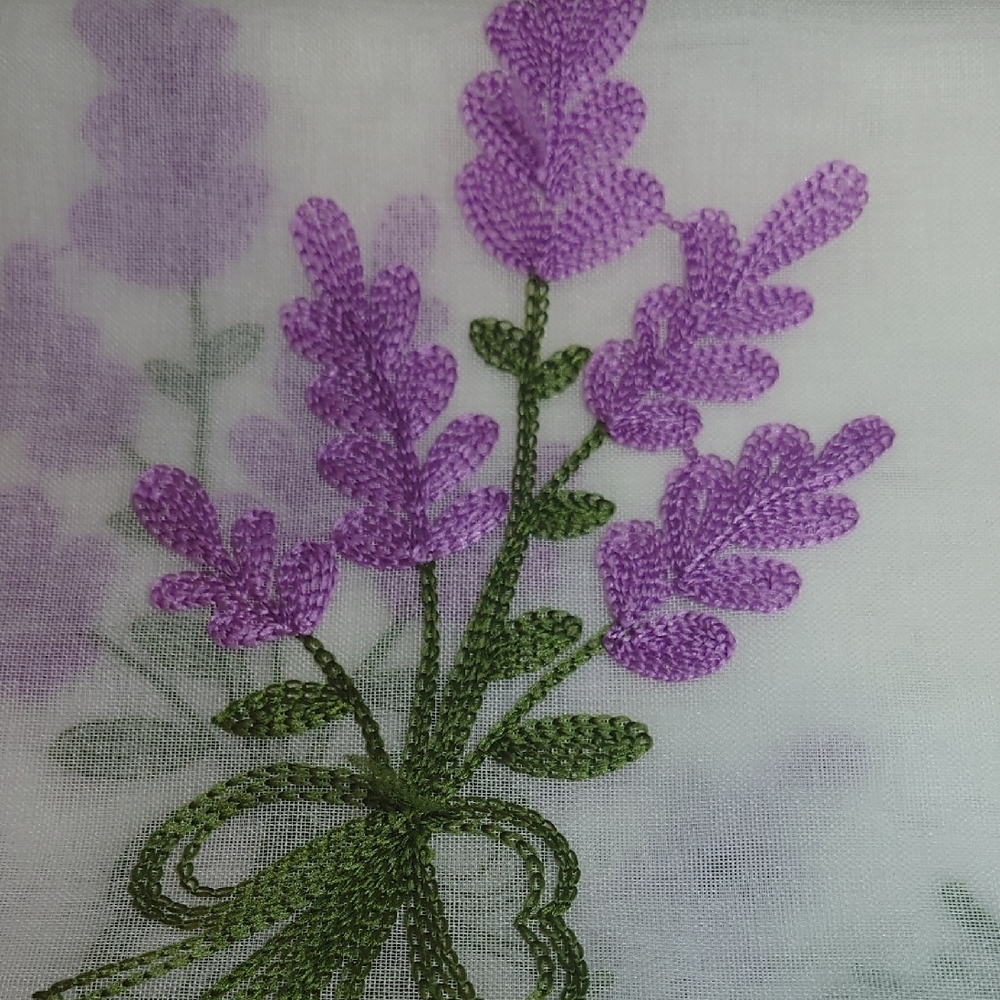 Floral White Sheer Curtains Purple Lavender Flower - Picture 5 of 7